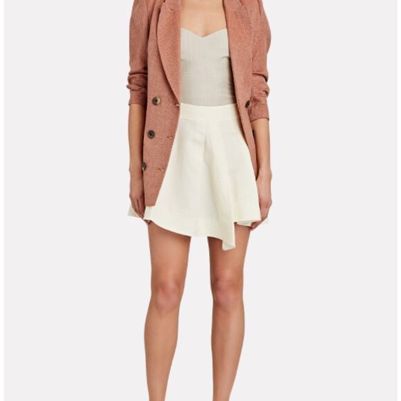 New Derek Lam 10 Crosby Kiana Pleated Asymmetrical Mini Skirt 14 Cotton Linen - Picture 10 of 12